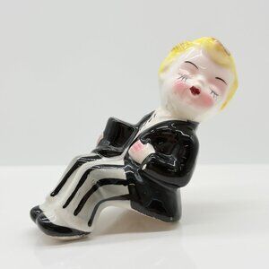 Vintage Ceramic Sitting Groom Salt Shaker Figurine Collectible Japan Wedding